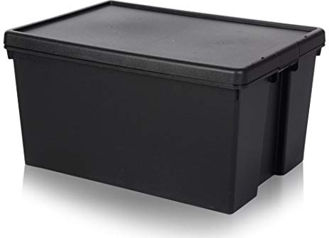 Wham Bam Heavy Duty Recycling Box - 96 Liter mit Deckel - 69 x 49,5 x 37 cm - schwarz