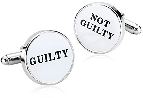 Beydodo 1 par rostfritt stål män manschettknappar silver med gravyr Guilty Not Guilty bröllop manschettknappar
