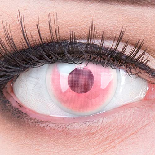 Farbige Rosa Kontaktlinsen 1 Paar Anime Rosa Pink Circle Lenses Heroes Of Cosplay Stark Deckend. Monatlinsen für Kostüme, Halloween, Fasching, Karneval mit gratis Linsenbehälter - Ohne Stärke