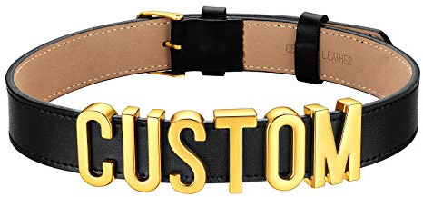 FOCALOOK Collana girocollo in pelle personalizzata con nome girocollo donna personalizzata nera con nome girocollo pelle personalizzato per donne e ragazze (con confezione regalo)