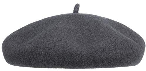 Barascon Baskenmütze Kaschmir Futter Barett aus Wolle Viskose Made in Europe Damen Herren Sommer Winter dunkelgrau 61 cm