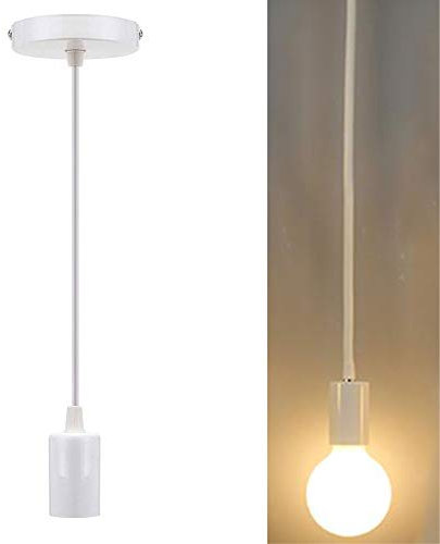 Portalàmparas con cable casquillo E27 lámpara de techo Accesorios de La Lámpara DIY Luces Decorativas Industrial Vintage Retro para Comedor sala Dormitorio cocina Restaurante, blanco