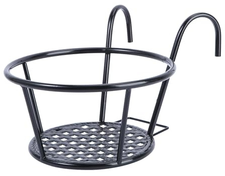 Gancio per Fioriera Portico - Portavaso Appendere, in, per, in Ferro, Resistente, 22 cm, Nero Balcone Porta Fioriera
