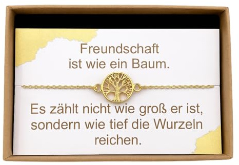 ONDEGO® Lebensbaum Armband Damen – Freundschaftsarmband Silber oder Gold, Geschenk beste Freundin, Schmuck mit Geschenkbox