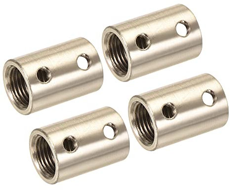 sourcing map 4 Stück Runde Überwurfmutter M10 M4 Gewindehülse Stehbolzen Stangenadapter Rohrverbinder Nickelfarbe