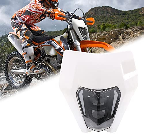 JFG RACING Motorrad Universal Scheinwerfer Scheinwerfer Scheinwerfer Tagfahrlicht mit Lenkung für Die meisten Motorräder Dirt Bike Motocross Enduro Supermoto-Weiß