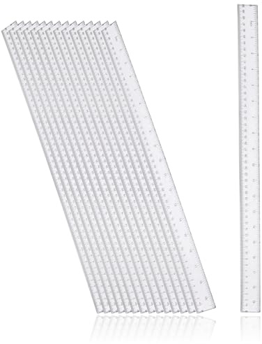 D.RECT - 15 Stück - 50 cm Lineal|Kunststoff Plastik|Transparent Glasklar | für Schule Büro Zuhause