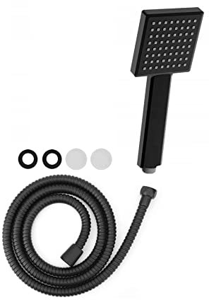 Alcachofa de ducha delgada negra no brillante, 1 modo, con manguera de ducha de 1,5 m, cabezal de ducha delgado de alta presión, lluvia de mano, ahorro de agua, ducha de mano