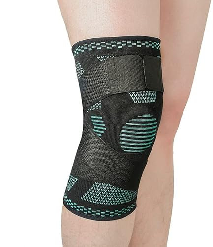 2PC Sports Kneepad Men Pressurized Elastic Knee Pads Support Fitness Gear Basketball Volleyball Brace Protector (Color : Green, Size : M)