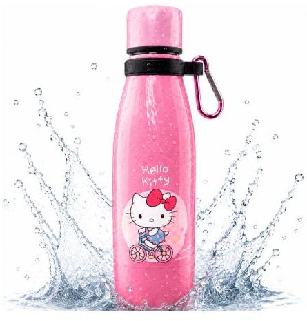 Hello Kitty Trinkflasche Kinder 350 ml - Thermosflasche Edelstahl auslaufsicher BPA-frei - Isolierflasche kalt & warm für Schule, Kindergarten & Ausflug - leichte Wasserflasche für Mädchen & Jungen