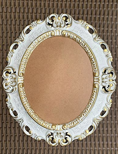 Generisch Bilderrahmen Antik Gold Rechteckig 45x37 Foto Spiegelrahmen Gemälderahmen Barockrahmen 24 x 30 cm Prunk rahmen 3045Oval Rahmen (Weiß-Gold)