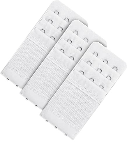 Yolev 3 Pezzi Prolunga per Reggiseno da Donna 3 Ganci 3 File Estensibile per Biancheria Intima Estensore con Fibbia Cinghia di Estensione Accessori per La Gravidanza（Bianco）
