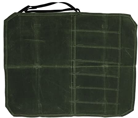 TYTOGE Borse Porta Coltelli, Borsa Porta Coltelli in Tela Cerata 7 Tasche Borsa Pieghevole Professionale per Coltelli da Cuoco per Barbecue da Campeggio(Verde)