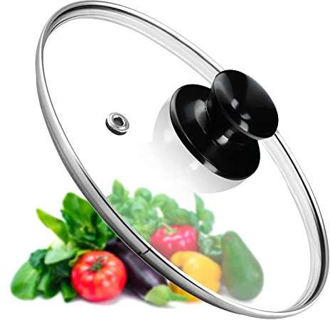 KADAX Couvercle Universel en Verre Pour Casserole et Poêle - Poignée Noire Brillante, Résistant à la Chaleur, Disponible en Différentes Tailles (22 cm)