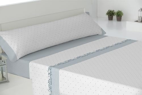 Cisne Rojo Juego Sábanas Poliéster Algodón para Cama 135 cm. Color Celeste. Modelo MIA. (200060-135-C)