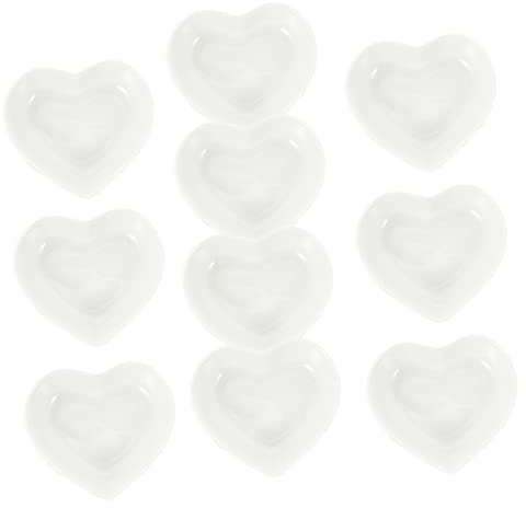 UPKOCH 10pcs Ceramic Heart Plate Candy Dish Small Dipping Bowls Heart Shaped Dishes White Dip Cups Dessert Ceramics Heart Bowl Ceramic Condiment Bowls Soy Sauce Dishes Heart Shape Plates