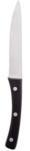 Coltello Angus da Carne tavola Bistecca Manico Chiodato set6 per Pizza Lama seghettata Liscia Acciaio Inox Bar ristoranti casa-Seghettato