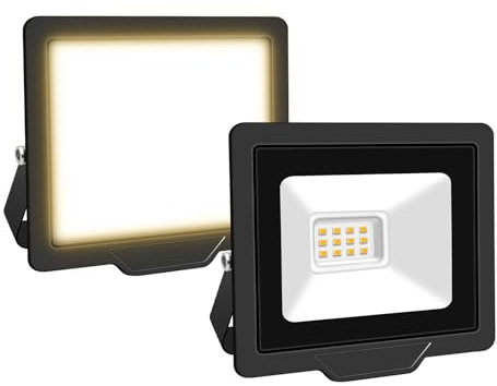 Willpower Faretto LED da Esterno 10W 1000LM Bianca Caldo 3500K Proiettore Impermeabile - Lampada di Sicurezza per Illuminazione Giardino, Garage, Cortile, Patio, Corridoio