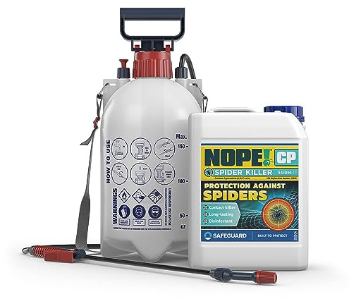 NOPE! CP Spider Killer Spray (5L & Sprayer) - Contact Killer, For all Types of Spiders. Residual Action, Odourless, Non-Staining for Indoor and Outdoor Use.
