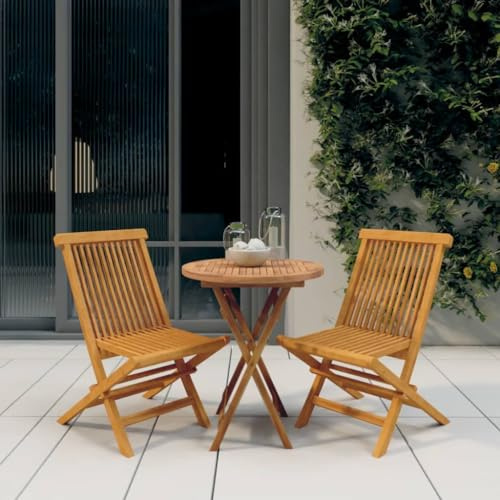 ZQQLVOO Gartenlounge Balkonmöbel Kleiner Balkon Gartensofa 3-TLG. Garten-Essgruppe Massivholz Teak