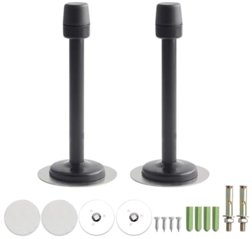 FEEIMOL 2 pezzi Ferma Porta da Muro Fermaporta Esterno o da Interno Proteggi Muro Salvaporta da Casa in Acciaio Inox con Tappino in Gomma Nero 120mm