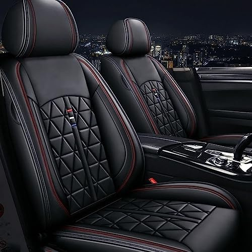 Chifeng Autositzbezüge Auto Vordersitz 2 PCS Set Für VW Tiguan Autositzbezüge Leder ，Komfortabel Wasserfest Verschleißfest Atmungsaktiv Schwarz