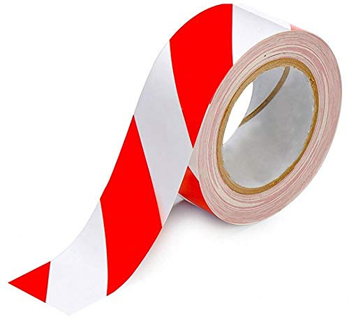 Isupli Red & White Floor Marking Tape 48mm x 33m - Caution Masking Tape, Zinc Oxide Hazard Tape, Carpet Tape for Workplace & Industrial Safety Use