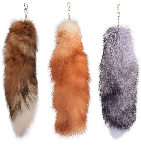 Yaoliucp Therian Tail, 3pcs 15,8 Zoll langes Therian Fuchsschwanz mit Verschluss, weiche Flauschige Fuchsschwanzschlüsselkette, hängende Fuchsschwänze für Handtaschen -Rucksack, falscher Schwanz