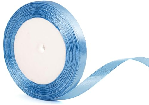 10 mm azurblått band för presentförpackning 22 m, Sjöblå band tunt tyg satinband för presentband julbukett tårta hårband hantverk bröllop bildekoration