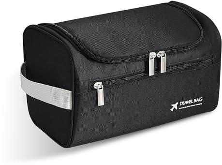 Fyriswho Trousse de Toilette Voyage pour Homme,étanche Kit de Rasage Cosmétique,Trousse de Maquillage Portable de Voyage,Imperméable Sac Cosmétique pour Voyage Gym Business et Vacanc （Noir）