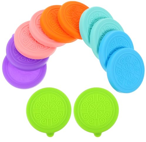 ABOOFAN Lot De 12 Couvercles Silicone Alimentaire Extensibles Pour Pots De Yaourt Verre 5.5 Cm Couvercles Réutilisables Ronds Adaptés Pour Cuisine Pique- Et Barbecue