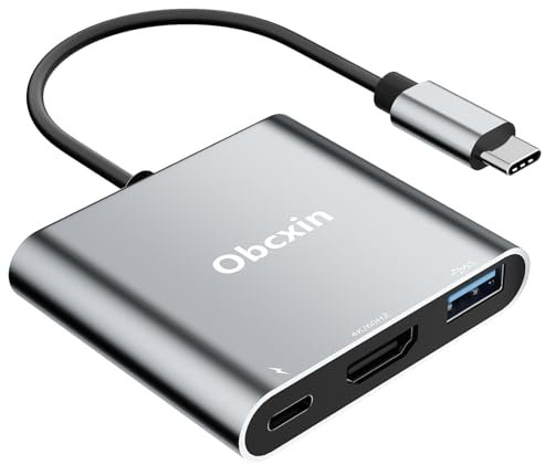 Obcxin USB C to HDMI Adapter, 4K@60HZ HDMI to USB-C Adapter with 100W PD & USB 3.0 Port, Multi Port Digital AV Converter for MacBook Pro/Air, iPad,Laptop, Samung, Surface etc