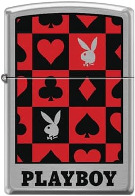 Zippo Sturmfeuerzeug - Playboy, Brushed Chrome, Color Image - Nachfüllbar - Wiederverwendbar - Windfestes Design - Geschenkbox - Made in USA