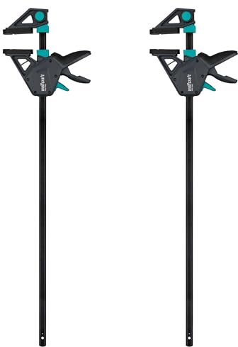 wolfcraft 2 pinze a una mano PRO MAX - 8667060-250 kg di forza di serraggio per le massime esigenze professionali I elevata forza di tenuta- 700 mm di larghezza di serraggio- Made in Europe