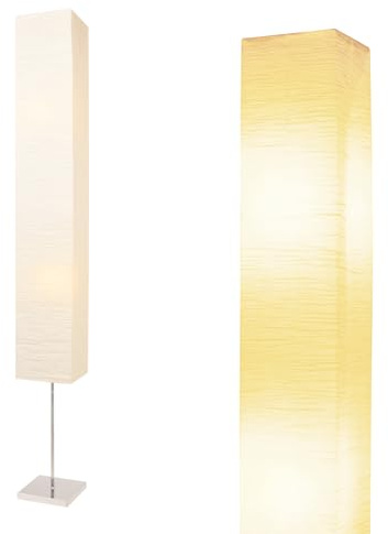 lianheng Stehleuchte aus Papier, japanische Stehleuchte mit Reispapierschirm, Eckstehleuchte mit Papierlaterne für Schlafzimmer, Büro und Wohnzimmer - beige (quadratisch)