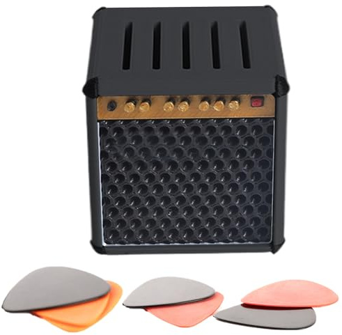 Miniatyr Gitarrförstärkare Plektrumhållare, Gitarrplektrumlåda, Bärbar Kapacitet 3D-tryckt Fodral för Musiker Basgitarrister Present