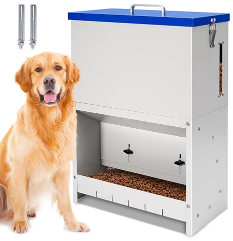 PAUQRWIE 22lbs Gravity Dog Feeder - Automatic Dog Feeder Large Breed Outdoor Pet Feeding Station Auto Dry Food Dispenser for Pet Cat Dogs