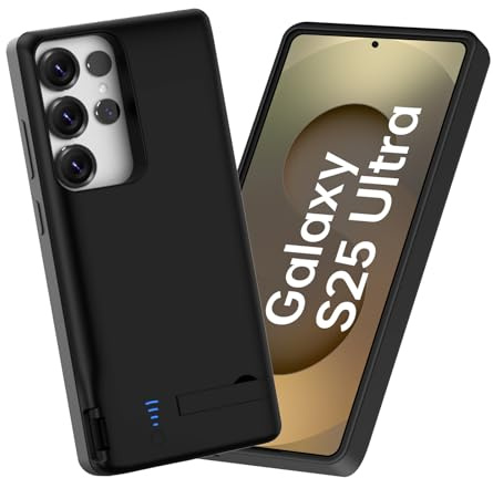 Gladgogo Akku Hülle für Samsung Galaxy S25 Ultra(6.9 inch), 7000mAh Akkuhülle mit Ständer und hoher Kapazität,Wiederaufladbar Batterie Ladehülle Akku, Tragbares Batterieladegerät Hülle mit USB-C