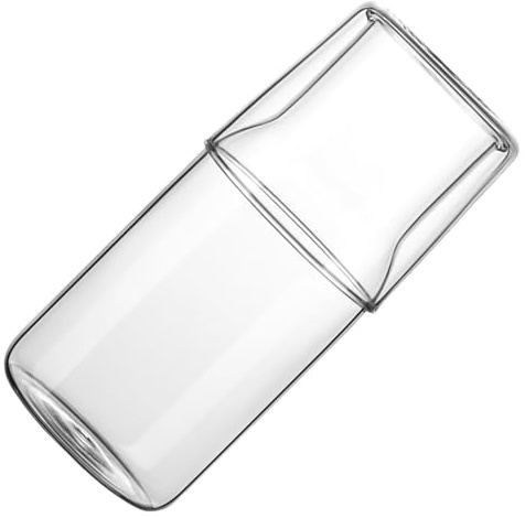 IWOWHERO Jarra de Vidrio Transparente de 550 Ml para Mesa de Noche Práctica y Resistente al Calor Vaso para Té Leche y Jugos Diseño Minimalista para Hogar y Escritorio