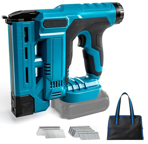 Agrafeuse Cloueuse Electrique sans fil pour Makita 18V, Cloueur électrique 2 en 1 avec 1000 clous et 1000 agrafes pour la rénovation domiciliaire et le travail du bois