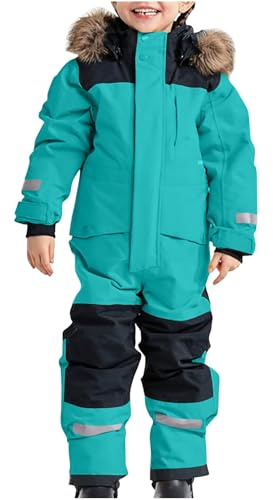 Tuta da Sci per Bambino Unisex, Tuta da Neve Bambina Bambini Ragazzi Termica Neve Calda Invernale Antivento Tutina con Cappuccio Impermeabile Sci Monopezzo per 1-15 Anni (Sky Blue, 6-7 Years)