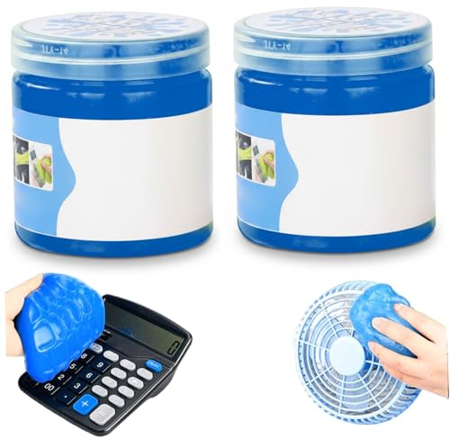 Detergente per mastice, gel detergente per auto in confezione da 2, mastice per dettagli auto per prese d'aria e fessure, rimuovi polvere riutilizzabile per interni, per polvere