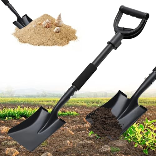 Garden Shovel with Handle 77 cm Robust Spade for Digging, Garden Spades, Square Metal Shovels for Garden, Large D Trade, Beach Shovel, Car Snow Shovel