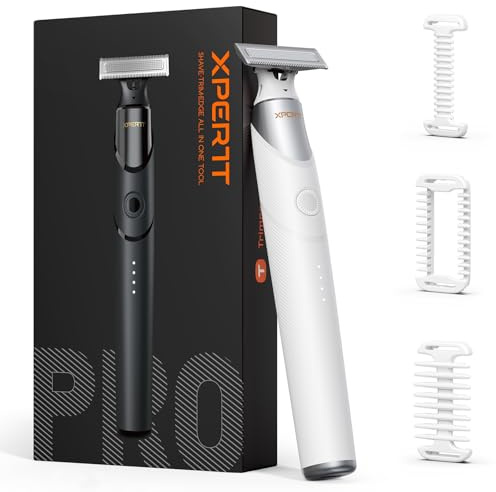 Trimcoo Tondeuse à poils corporels pour homme [tout-en-un] USB-C à charge rapide, rasoir électrique indolore pour les cheveux mouillés/secs, blanc (lite)