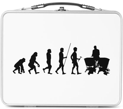 Lunch Box Métal Argenté pour Sandwich et Snack - Evolution Percussion Classique Orchestre Timbales Instrument Musicien - Boîte à Goûter Aluminium Gamelle Rigide Style Rétro Imprimée en France