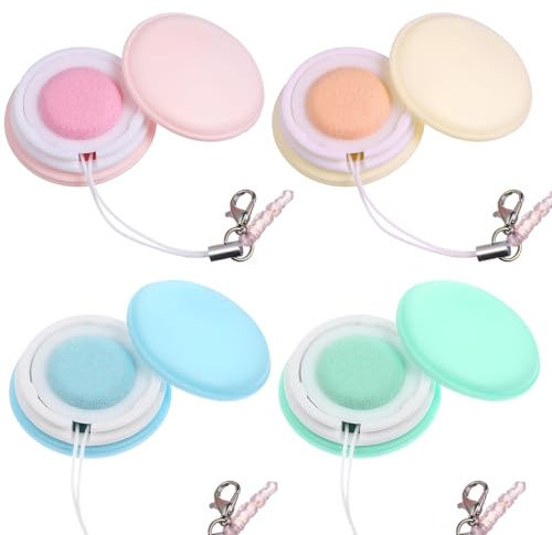 Macaron Handy Bildschirmreiniger 4 Stück Silikon Pp mit Trageband | Doppelseitiger Bildschirmreiniger, mit Schnalle und Deckel, für Kameraobjektive und Computerbildschirme Zufällige Farbe