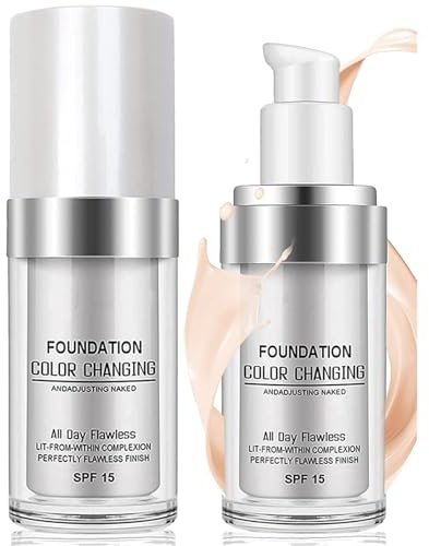 Foundation Colour Changing - Color Changing Foundation, Flawless White Foundation Face Makeup, Long Lasting Waterproof Liquid Concealer Foundation SPF15 for Young Mature & Older Women