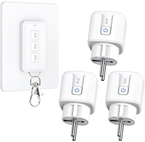 Steckdose mit Fernbedienung,3 Stück Funksteckdosen mit Fernbedienung 16A/3840W 100 Feet Lange Reichweite Magnetische Ein-Tasten-Schalter für Innenbereich Lampen Haushaltsgeräte Feiertagsdeko