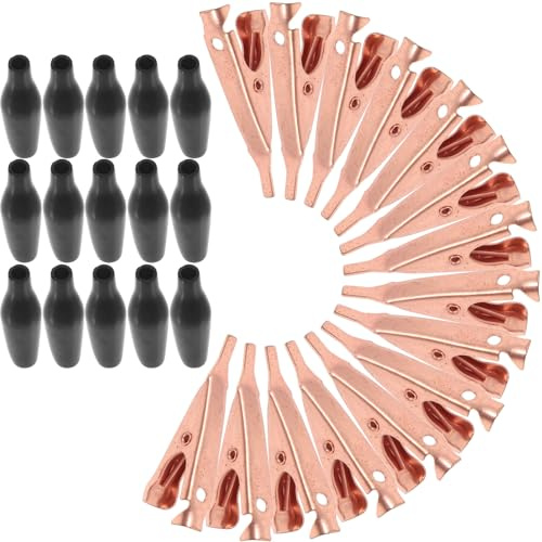 Zerodeko 15 Pezzi Clip a Coccodrillo in Rame Massiccio, Metallici Piatti per Test Elettrici e Lavori Artigianali, Facili da Saldare e Crimpare, Accessori per Saldatura Colore Casuale