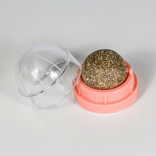 yeeplo 2er Set Katzenminze Ball Katzenminzemit Wandhalterung, Drehbarer Leckstein Spielzeug für Katzen, Anti-Stress Katzen Zubehör Katzenminze Spielzeug (1er rosa)